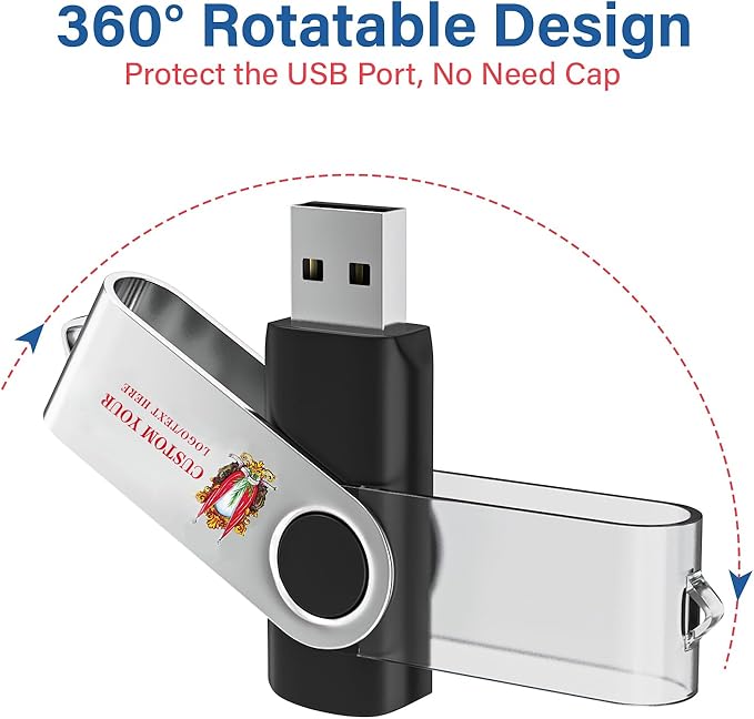Personalized Flash Drives 2GB, Wooolken Customizable USB 2.0 Thumb Drives 10/20/50/100 Pack, Logo Memory Stick Custom Flash Drive Engraved Logo (Mixcolors)