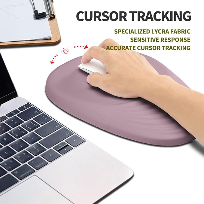 Hokafenle Ergonomic Mouse Pad Wrist Support, Terraced Slope Carpal Tunnel Wrist Pad for Mouse with Unibody Memory Foam, Wrist Rest Pain Relief Mousepad (Pale Purple, 11.8x7.9 in)