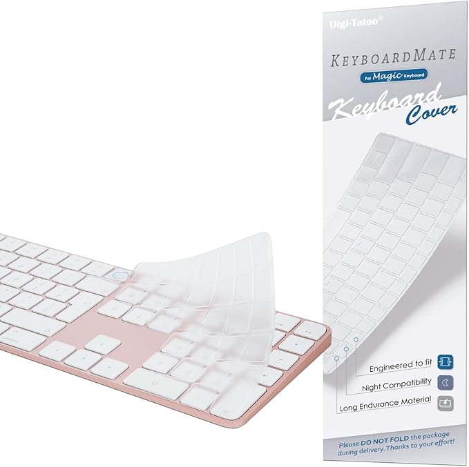 [Not for 2024 Release A3119] Keyboard Cover for iMac Magic Keyboard (Europe Layout 7 Shape Enter Key)(Model A2520, Touch ID Version, with Numeric Key) Ultra Thin Clear Protector Skin