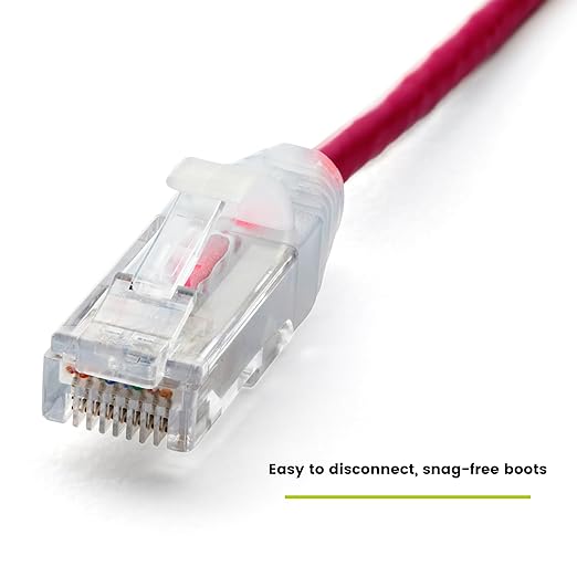 TRUECABLE Cat6 Component Rated Patch Cable, Unshielded (U/UTP), 7ft, Red, 28AWG Solid Copper, Snagless 10G High-Speed Ethernet Cable, PoE++ 4PPoE 100W, UL Listed, RoHS-3, 5 Pack