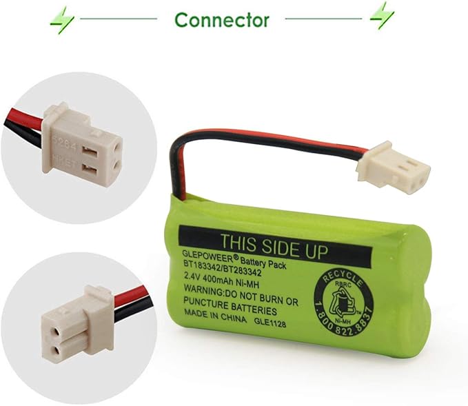BT183342/BT283342 2.4V 400mAh Ni-MH Battery Pack, Also Compatible with Cordless Phone Batteries BT166342/BT266342 BT162342/BT262342 CS6709 CS6609 CS6509 CS6409 EL52100 EL50003(2 Pack)
