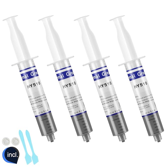 HY-510-100g (25g*4) Thermal Conductivity: >1.93W/m-k CPU Thermal heatsink Paste Silicone Grease Compound Non-Conductive for pc CPU gpu PS4 100 Gram