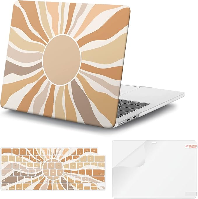 iCasso for MacBook Air 13 inch Case 2025 2024-2022 Release M4 A3240 M3 A3113 A2681 M2 with Liquid Retina Display, Hard Plastic Shell for Mac Air 13.6, TPU Keyboard Cover&Screen Protector, Sunshine