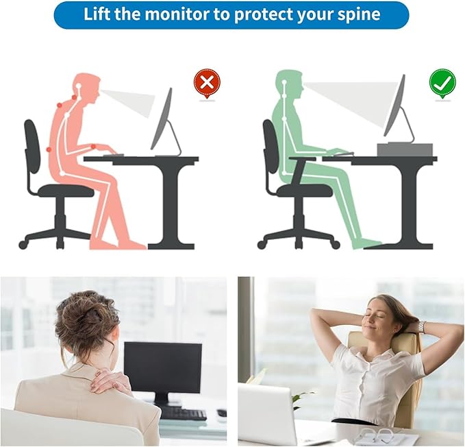 gianotter Computer Monitor Stand Riser, office organizer with Drawer, Office Organizers Storage for Classroom Office Supplies (Purple)