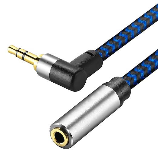 3.5mm Male to Female Extension Stereo Audio Extension Cable 15FT, Cotton-Braided Audio Extension Cable, Stereo Jack Cord for Phones, Headphones, Speakers, Tablets, PCs and More