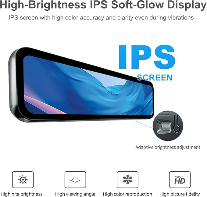 60FPS 9.2″ OEM Rear View Mirror Camera, Dash Cam, Detached Front Lens, 2K, Digital Signal Transmission, IMX462, IPS Screen, Night Vision, Parking Monitor, 64GB SD, for Trucks, Vans, SUVs