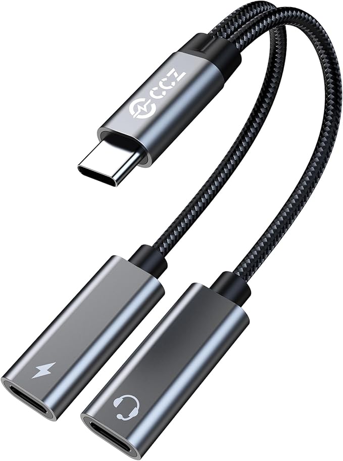 USB C Splitter,1 in 2 Out Dual USB C Type Headphone and Charger Audio Adapter, Type C Headphone Adapter and 60W PD Fast Charging Dongle Cable Compatible with Phone 16/15 Pro Max,USB-USB, 1Pack)
