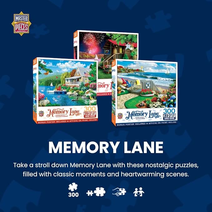 MasterPieces 300 Piece EZ Grip Jigsaw Puzzle - Lobster Bay Seaside Lighthouse and Boat - 18"x24"