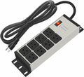 CCCEI Grey Heavy Duty Power Strip Surge Protector 20 AMP, 8 Outlets 12 Gauge Industrial Shop Garage Metal Multiple Outlets, 12 FT Extension Cord 5-15P Adapter High Amp 6-20R T-Slot 20a for Appliance