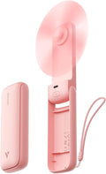 Aecooly Slim Handheld Fan, Mini Thin Portable Fan, Small Rechargeable Pocket [24H Max Cooling Time], Battery Powered Foldable Personal for Travel, Summer, Gifts for Women, Girls -Pink