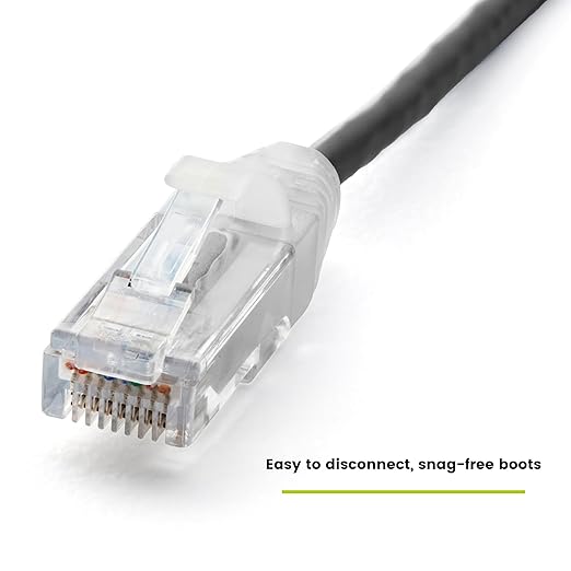 TRUECABLE Cat6 Component Rated Patch Cable, Unshielded (U/UTP), 2ft, Black, 28AWG Solid Copper, Snagless 10G High-Speed Ethernet Cable, PoE++ 4PPoE 100W, UL Listed, RoHS-3, 1 Pack