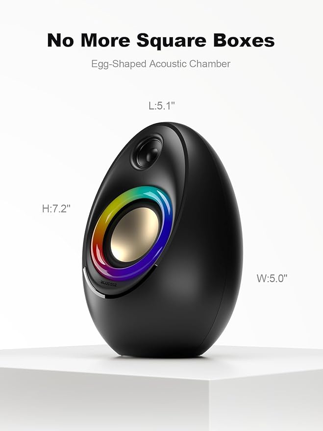 Bluedee Computer Speakers for Desktop PC, Bluetooth 5.4 Desktop Speakers with 2 Speaker Units, Dynamic RGB Light USB Speaker, USB/Type-C Powered Plug & Play PC Speakers for Desktop, Laptops, Tablet