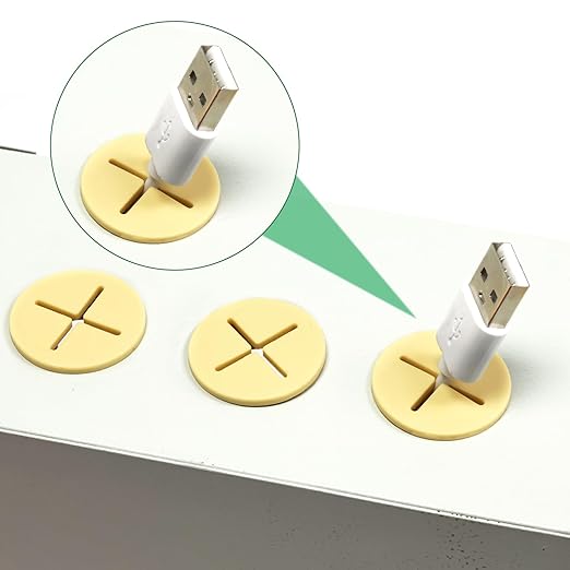 20Pcs Desk Grommet, 1" (25mm) Yellow Silicone Cord Hole Cover, Flexible Rubber Wire Grommets, Wall Grommets for Cables Management, Table, Countertop, Cabinets and Furnitures Wire Organizer