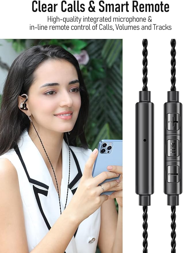 Vibes 201ML Wired Earbuds in Ear Headphones with Mic, Lightning to 3.5mm Adapter, Noise Isolating Bass Driven Earphones, Braided Cord, Carry Case, Ear Buds Tips, 3.5mm Jack (Clear Brown)