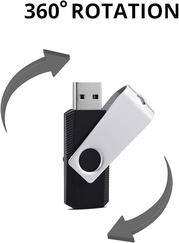 KEXIN 10 Pack 32GB USB Flash Drive Bulk Flash Drive Thumb Drive Memory Stick USB 2.0 Flash Drive Swivel Drive Black (32 GB, Black 10 Pack)