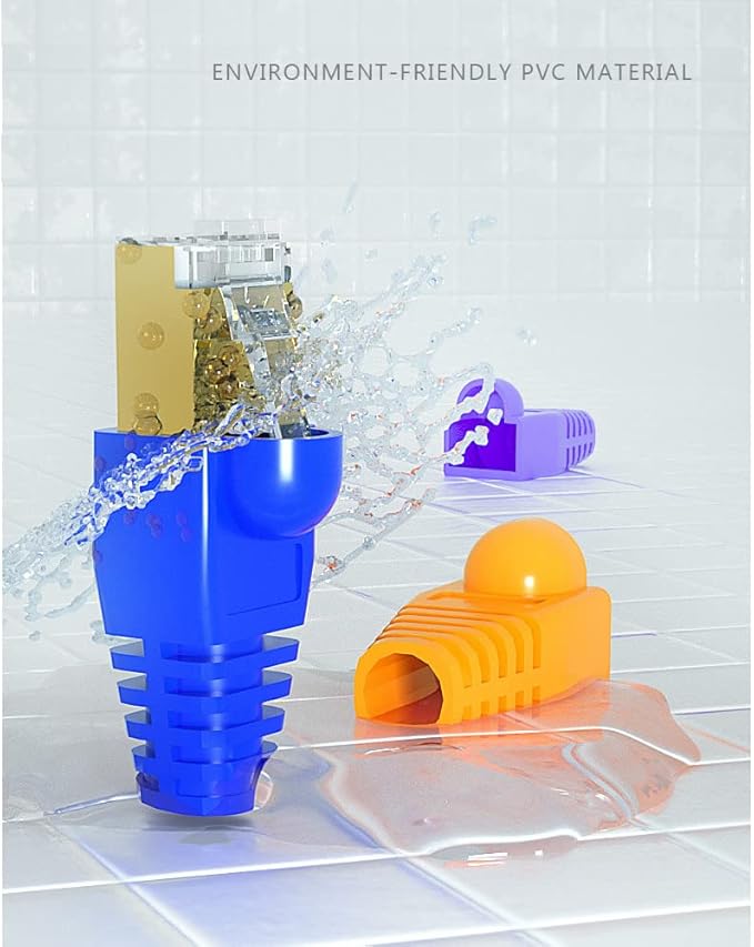 50 Pcs Cat5 Cat5E Cat6 Strain Relief Boot, RJ45 Plug Connector Cover Modular Network Plug Connector Cap Cable Connector Boots, Blue