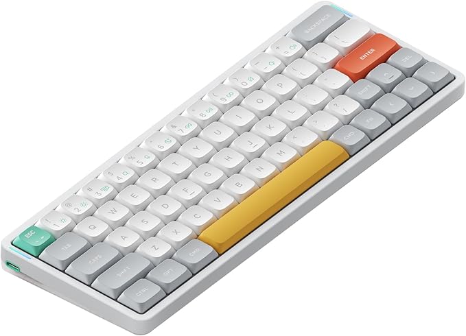 nuphy Air60 V2 Portable Wireless Keyboard 60% Low Profile Mechanical Keyboard Support QMK/VIA Compatible with Windows/mac OS/Linux Supports Bluetooth 5.1/2.4GHz/USB-C White-Gateron Wisteria Switch