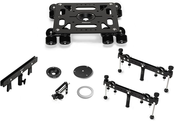 PROAIM Breeza Video/Film Solid Camera Dolly Slider with Track End. Adapts Mitchell, Flat, 75mm & 100mm Camera Heads & Light Cranes. Overslung/Underslung Operations - Hi-hat/Low-hat Mode (DL-BRZA-01)