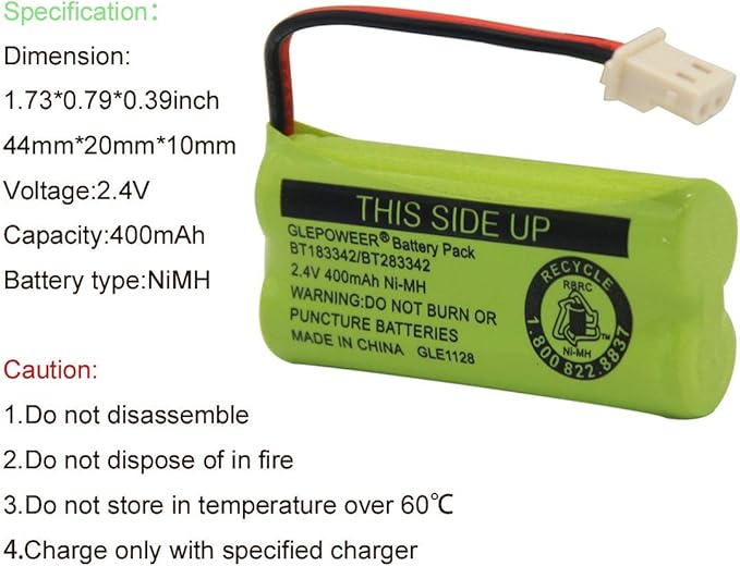 BT183342 BT283342 BT166342 BT266342 BT162342 BT262342 Battery Compatible with CS6114 CS6419 CS6719 EL52300 CL80111 Cordless Handset Phone (Pack of 4)