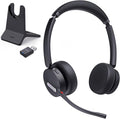 Yealink WH64 Hybrid DECT& Bluetooth Wireless Headset,492ft Range Dual Teams UC Zoom Headphones with DECT Dongle&Charging Stand, 3X Noise Cancelling Mic, 32H Talk Time,Headsets for PC,Phone,Laptop