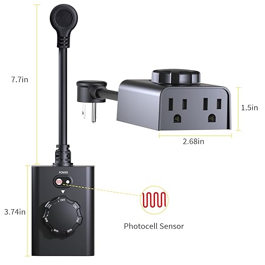 Minoston Outdoor Timer for Lights 2 Pack, Dusk Dawn Outdoor Timer Outlet 2, 4, 6, 8 Hour with 2 Grounded Outlets, Outdoor Light Timer Weatherproof for Halloween Christmas Light, ETL Listed, (MP41T)