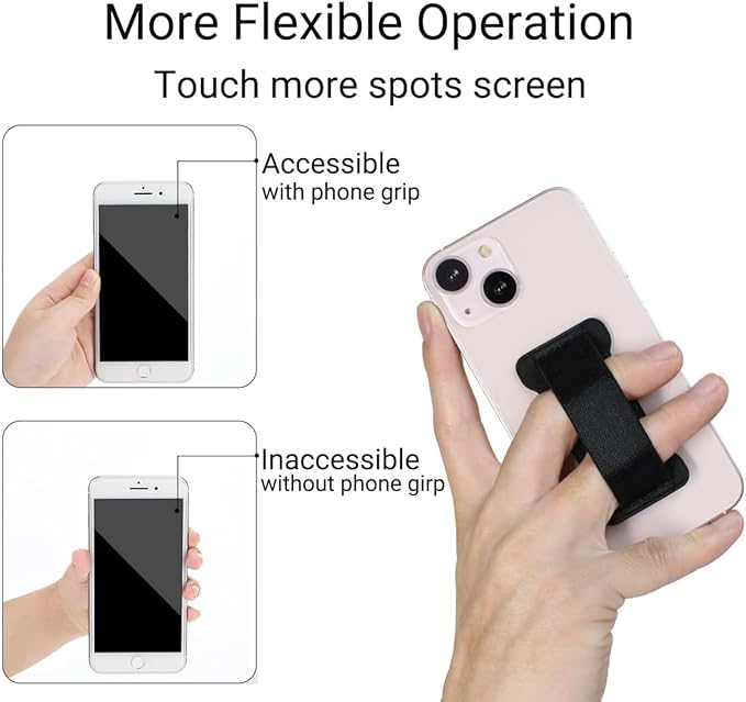 Cell Phone Finger Grip Strap Holder for Hand, Finger Strap Phone Holder, New Slim Finger Loop Selfie Grip Compatible with Most Smartphones -2Pack(Black Pink)