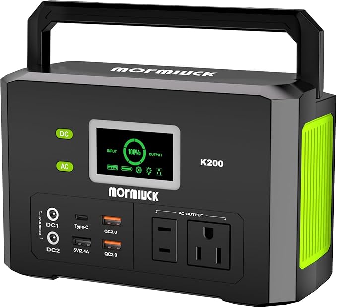 Portable Power Station 200W (400W Peak),118Wh solar power station with 110V/200W AC Outlet,32000mAh Backup Lithium Battery Generator for Home Backup Outdoor Emergency RV