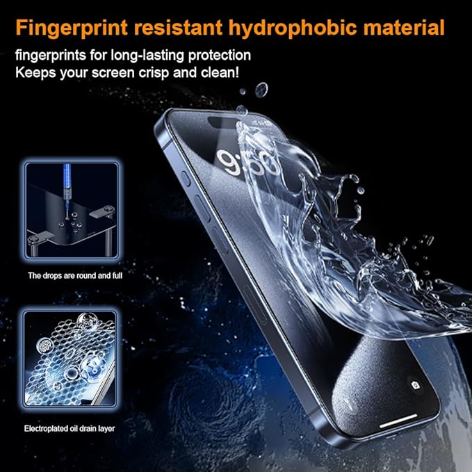 OneFish Screen Protector for Iphone 14 Pro, HD Clarity Tempered Glass Film 9H+ Hardness, with Hassle-Free Installation Frame, Dust-Free Bubble-Free Anti-Fingerprint, 2Pack