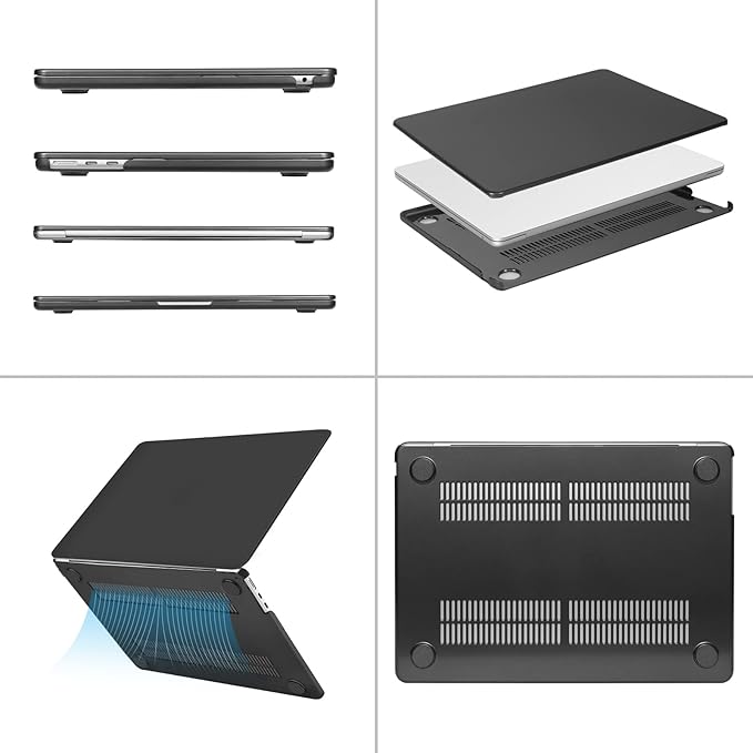 MOSISO Compatible with MacBook Air 13 inch Case 2025 2024 2023 2022 M4 A3240 M3 A3113 M2 A2681, Plastic Hard Shell&Keyboard Cover&Screen Film&Type C for MacBook Air 13.6 inch Case, Slate Gray