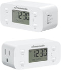 DEWENWILS 24 Hour Programmable Digital Timer Outlet, 2 Pack Timers for Electrical Outlets, Light Timer for Indoor Lamp Fan Aquarium, 1 Grounded Outlet, 125V/15A/1000W, 3 Prong, 1/2 HP