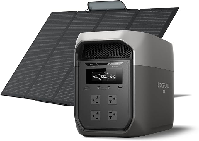 EF ECOFLOW Portable Power Station DELTA 3 MAX with 400W Bifacial Solar Panel, 3400W X-Boost Output, Ultra-Fast 0-80% Charging in 1.13 Hr, Home Backup & RV Camping