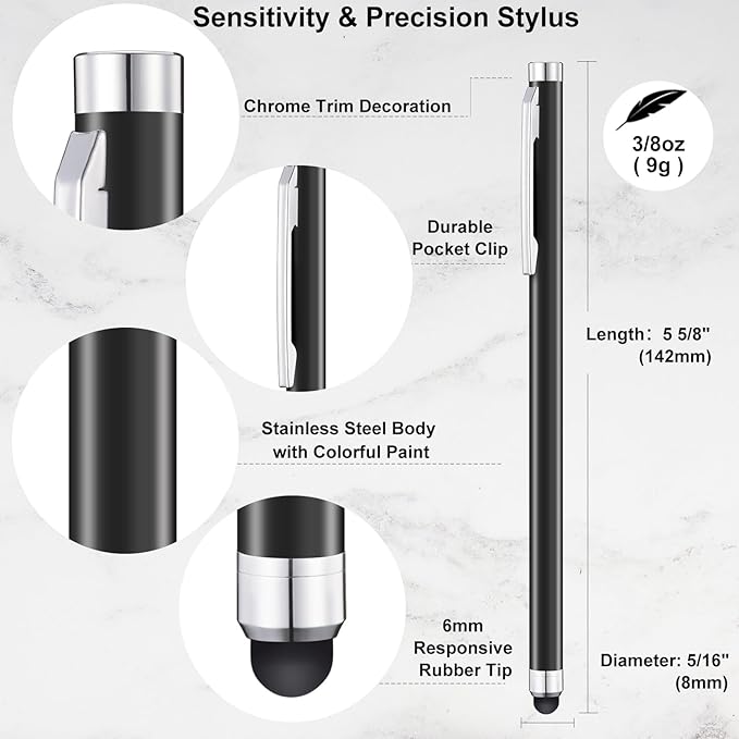 Stylus Pens for Touch Screens 12 Pack Linfanc Stylus Pen for iPad High Sensitivity and Precision Capacitive Stylus Pen forTouchscreen, 12 Pc Matte Black Stylus Pen with Extra 24 Replacement Tips
