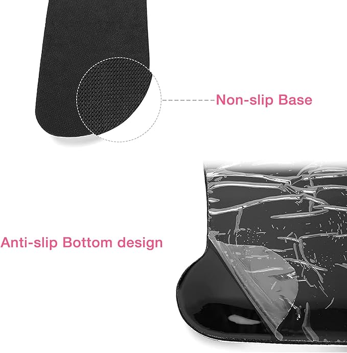 MOSISO Wrist Rest Support for Mouse Pad & Keyboard Set, Ergonomic Mousepad Non-Slip Base Home/Office Pain Relief & Easy Typing Cushion with Neoprene Cloth & Raised Memory Foam, Pink