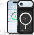 Battery Case for iPhone Air, Upgraded 12000mAh Rechargeable Portable Extended Battery Pack Supported Qi Wireless Charging Case Compatible with iPhone Air(6.5 inch) Charger Cover Power Bank (Black)