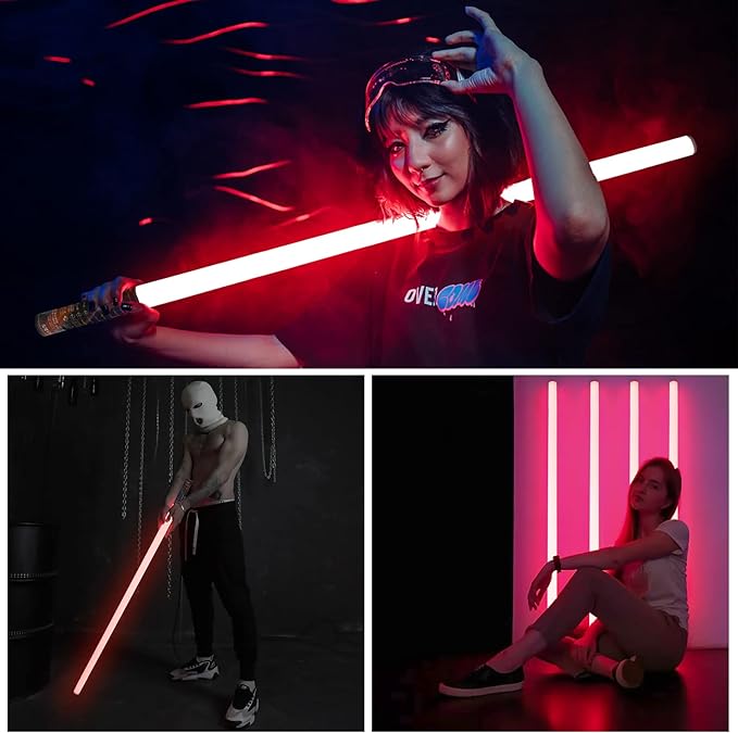 4 Pack 4ft Portable Battery Powered Tube Light 120cm Handheld LED RGB Lights Tube with Tripods, 500 Vivid Effects for Video and Photography,Light Painting,YouTube,Video and Dance Club
