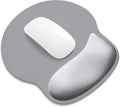 ITNRSIIET Ergonomic Mouse Pad with Wider Memory Foam Wrist Rest +17%, Curved Cushion Reduces Pressure 20%, Pain Relief, Non-Slip, Smooth, Cute Color Desk Accessory, 9.85 x 9 inch, Light Gray Accent