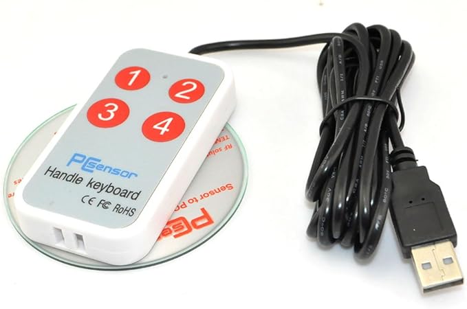 iKKEGOL 1.8Meter /6Feet USB Durable Game Handle Mini Button 4 Keys Switch User-Defined Keyboard for Game Laptop White
