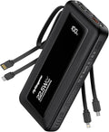 Portable Charger with Built in Cables, Slim 10000mAh Fast Charging 22.5W Power Bank USB C LED Display Battery Pack 6 Outputs & 2 Inputs for iPhone Samsung Pixel LG Moto iPad