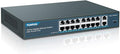 YuanLey 16 Port Gigabit PoE Switch with 2 Gigabit Uplink, 16 PoE+ Port 1000Mbps, 250W 802.3af/at, Metal Desktop/Rackmount, Unmanaged Plug and Play Network Switch
