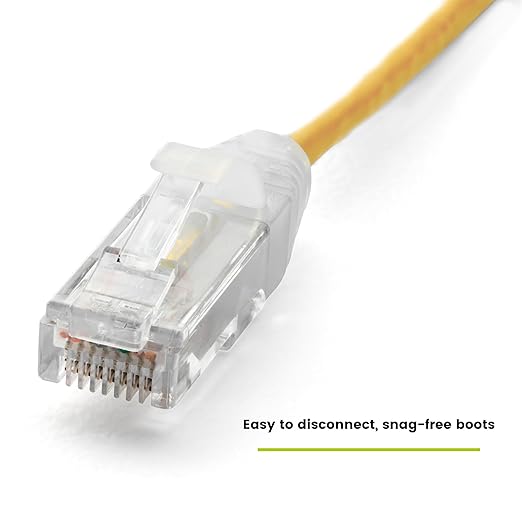 TRUECABLE Cat6 Component Rated Patch Cable, Unshielded (U/UTP), 5ft, Yellow, 28AWG Solid Copper, Snagless 10G High-Speed Ethernet Cable, PoE++ 4PPoE 100W, UL Listed, RoHS-3, 5 Pack
