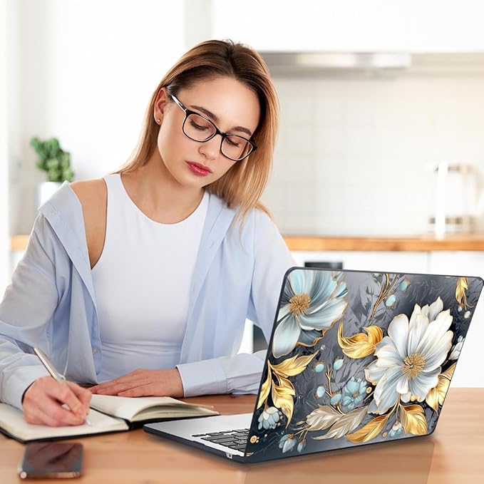 Teryeefi Compatible for 2022-2025 MacBook Air 13.6 inch Case M4 A3240/M3 A3113/ M2 A2681, Flowers Hard Shell Case&Keyboard Cover&Type C Adapter for MacBook Air M3 M2 with Touch ID, Modern Abstract Art