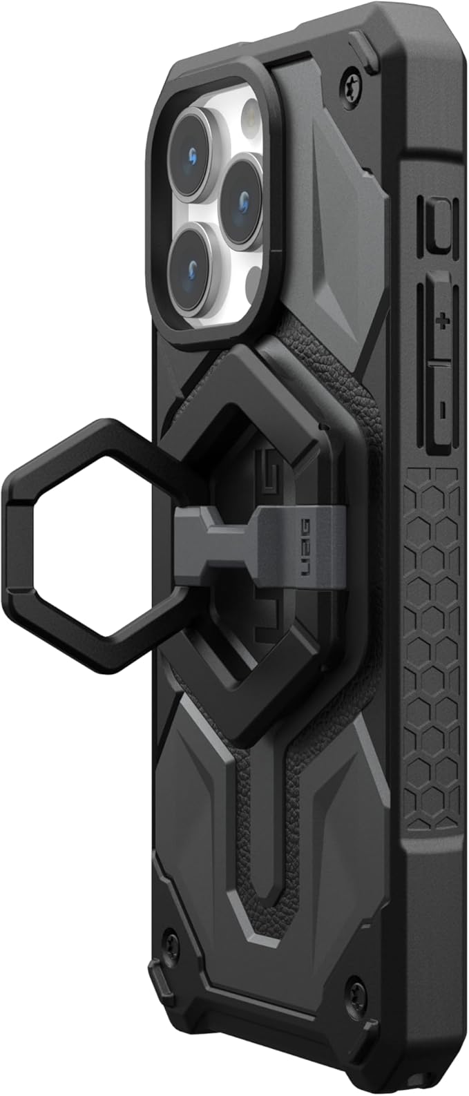 URBAN ARMOR GEAR UAG Magnetic Phone Ring Stand Compatible with MagSafe Magnet, Removable Metal Finger Ring Grip & 360 Rotation Adjustable Kickstand for iPhone 16/15, Galaxy S25, S24, Black/Silver