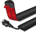 Floor Cord Cover for Wires on Floor Self Adhesive Cord Hider Floor Cable Management Wire Covers for Cords Protector Prevent Cable Trips Cord Cavity W 0.32" x H 0.32", Black, 3.3Ft