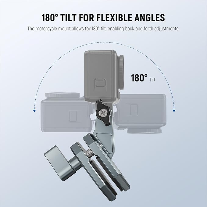 NEEWER Motorcycle Windshield Action Camera Clamp Mount, Aluminum Alloy Clip with 3 Prong Adapter & 1/4" Screw Hole Compatible with GoPro Hero 13 12 DJI Adapters for POV Video Recording, AC032