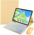for iPad 11th (A16,2025) 11-inch, iPad 10th Gen 10.9 Inch 2022 Keyboard Case with Mouse and Rainbow Backlit Magnetic Detachable Bluetooth Keyboard Cover,Yellow