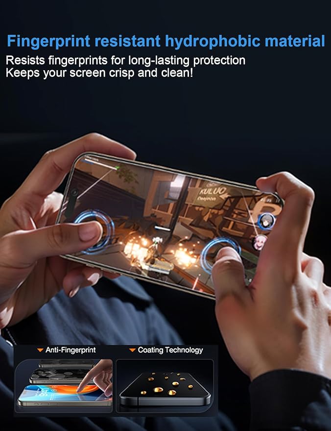 OneFish for iPhone 16e/13/13 Pro/14 Privacy Screen Protector, 4-Way 360° Anti-Spy Tempered Glass, 9H Hardness, HD Clear Anti-Fingerprint 3D Curved Edges, Case-Friendly & Easy Installation [2 Pack]