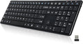 Wireless Keyboard-2.4G Ultra Slim Quiet Full Size Matte USB PC Computer Keyboard,19 Multimedia Keys,Number Pad,Plug&Play,Lag-Free Ergo,Long Battery life for Desktop,Laptop,Smart TV,MAC,Windows,QWERTY