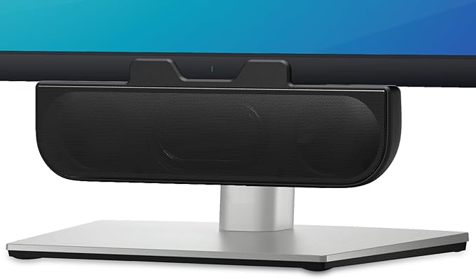 Computer Speakers for Desktop PC, Monitor Speakers, USB Plug-in, Wired, External Speaker for Laptop, Small Computer Soundbar for PC, with Loud Sound, Deep Bass, USB-C Adapter, Easily Clamp to Monitor
