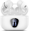 Wireless Earbuds, Bluetooth 5.4 Headphones HiFi Stereo, Bluetooth Earbuds with ENC Noise Cancelling Mic, IP7 Waterproof in Ear Earphones, 48H, LED Display Ear buds for Pad Workout Sports, White Purple