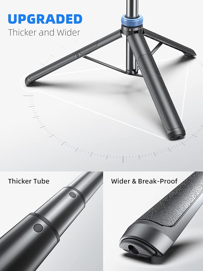 Kaiess 62" Phone Tripod & Selfie Stick, Extendable Photography Light Stand with Wireless Remote, Solidest, Portable, Lightweight, Compatible with iPhone/Android Phone